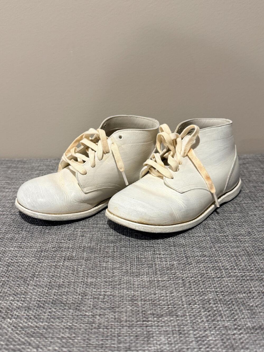 Vintage Jumping Jacks Juniors White Leather Children's Shoes Mid Century Lace Up